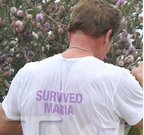 Arnold Schwarzenegger Wears ‘I Survived Maria’ T-Shirt