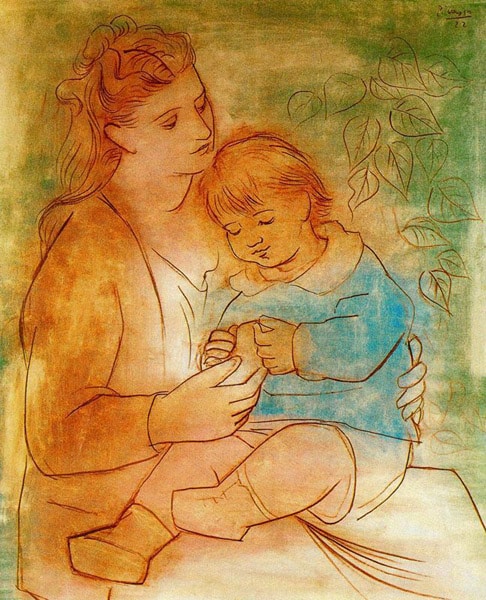 Which Famous Painter Did This Sketch Of His Wife And Child?