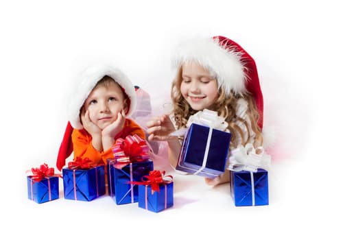 kids with christmas presents