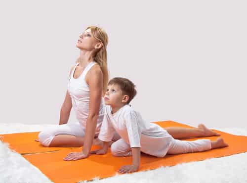 mommy and son yoga