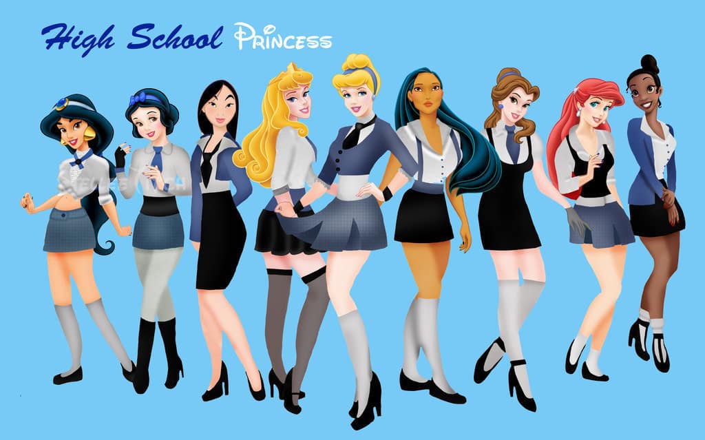 disney princesses in high school