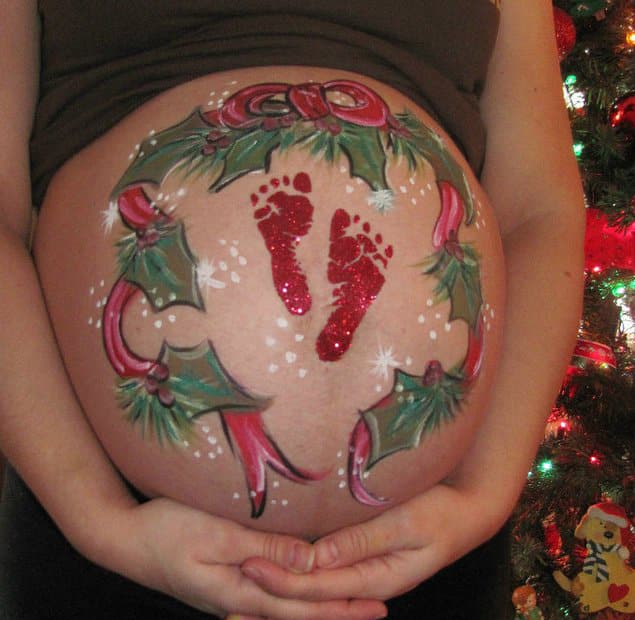 10 Heinous Holiday-Themed Painted Baby Bumps