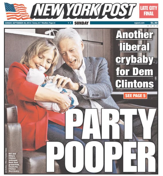 New York Post Sinks To A New Low By Mocking Chelsea Clinton’s Day-Old Daughter