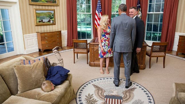 Boy Does A Bored Face-Plant On An Oval Office Couch Because Kids Are Awesome