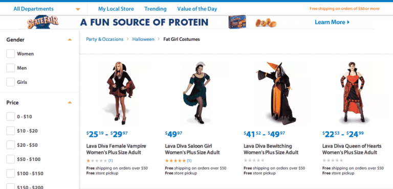 Walmart Website Advertises ‘Fat Girl Costumes’ So Some Idiot Is Definitely Losing Their Job Today