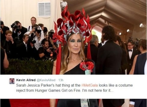 The 12 Funniest Twitter Reactions To Sarah Jessica Parker’s Massive Flaming Hat At The Met Gala