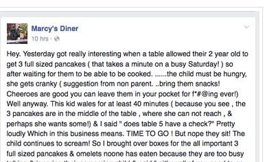 Diner Owner Says Sorry, Not Sorry For Screaming In The Face Of A Rowdy Toddler In Her Restaurant
