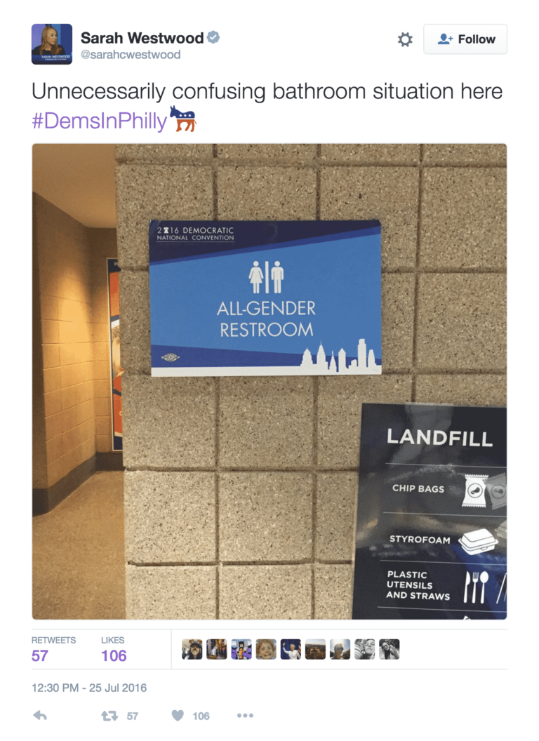 Woman Uses Breastfeeding As Excuse to Complain About All-Gender Bathrooms at DNC Convention