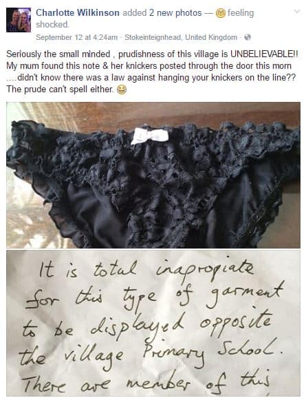 Village Prudes Have Nothing Better to Do Than Shame Women for Drying Their Underwear Too Close to Schools