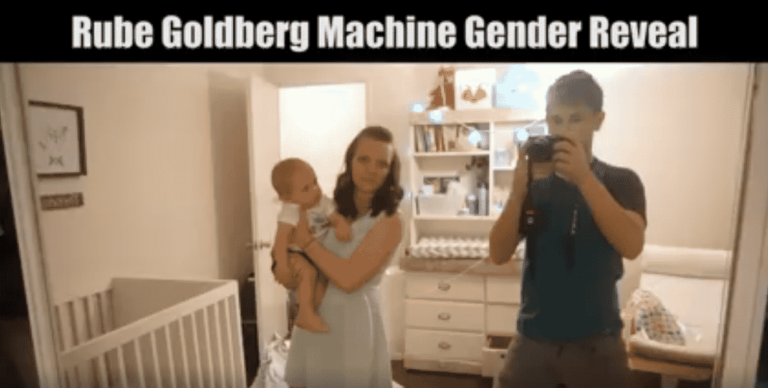 This Clever Chain Reaction Gender Reveal Is Jaw-Dropping