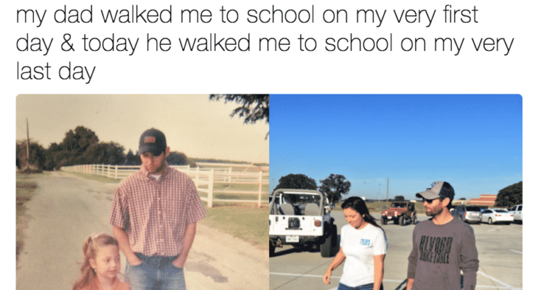 A Dad Walked His Daughter to her Last Day of School and it’s So Sweet