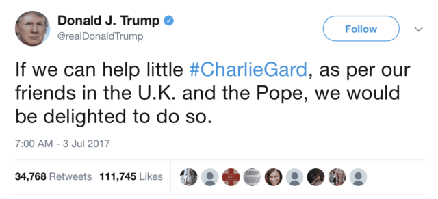 charlie gard trump tweet