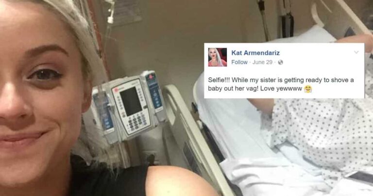 A Woman’s Selfie Taken While Her Sister Was Giving Birth Will Make You LOL