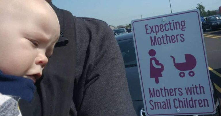 Dad Calls Out Sexist Sign in Supermarket Parking Lot, Shocked by Reply