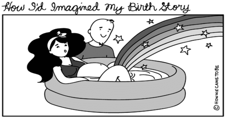 ‘Our Birth Story’ Cartoons Show the Reality vs Expectations of Having a Baby