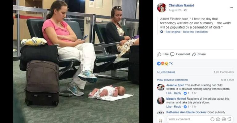 Mom Shamed in Viral Photo for Putting Baby on Airport Floor, Even Though She Did Nothing Wrong