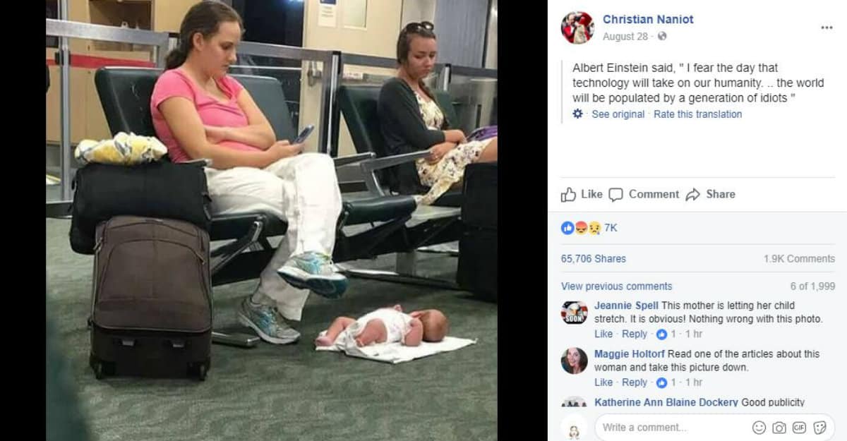 viral photo baby airport floor