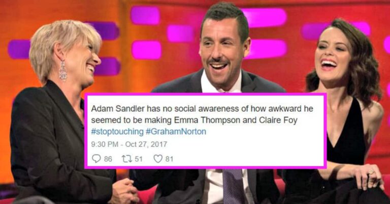 Claire Foy Responds to Adam Sandler Touching Her Leg During Talk Show