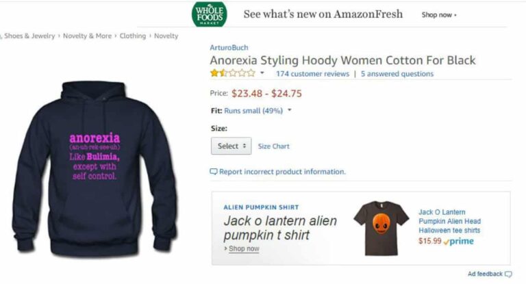 Amazon Is Selling a Pro-Anorexia Hoodie That Is Completely Disgusting