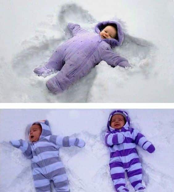 babies, snow, snowsuits
