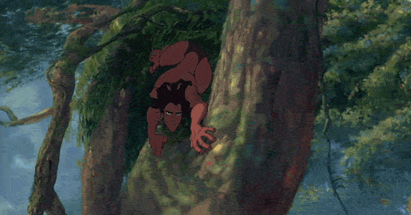 tarzan running through the jungle 