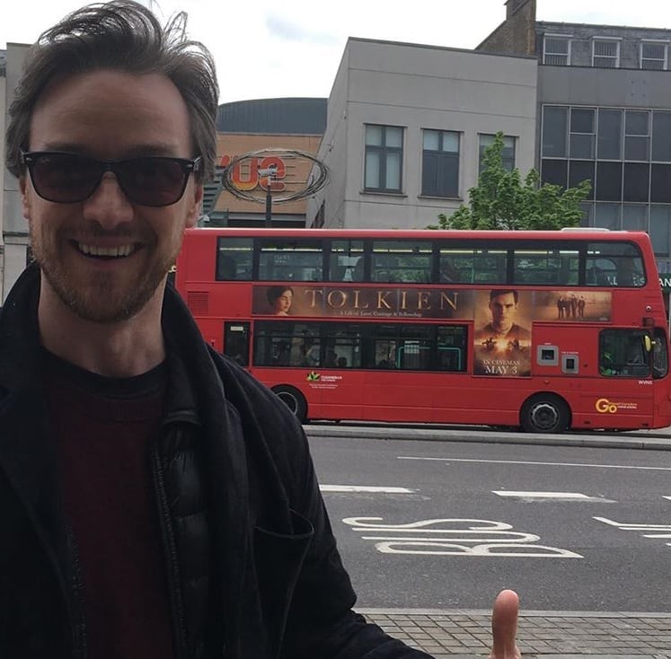 Most Popular Baby Names 2018 James McAvoy Posing With London Bus Instagram