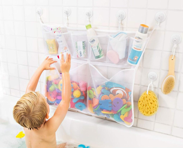 This bath organizer has more than 7K 5-star reviews from parents (yes, really)